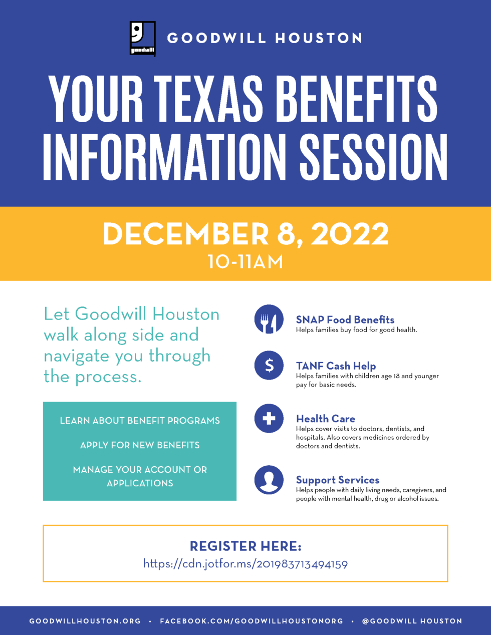 Your Texas Benefits Information Session Goodwill Houston